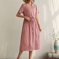 thumbnail image 1 of Qiopertar Robe Décontractée à Manches Courtes et Col Rond Imprimé pour Femmes Printemps/été, Grandes Économies de Vacances! à Moins de 5$, jusqu'à 90 % de Réduction, 1 of 4