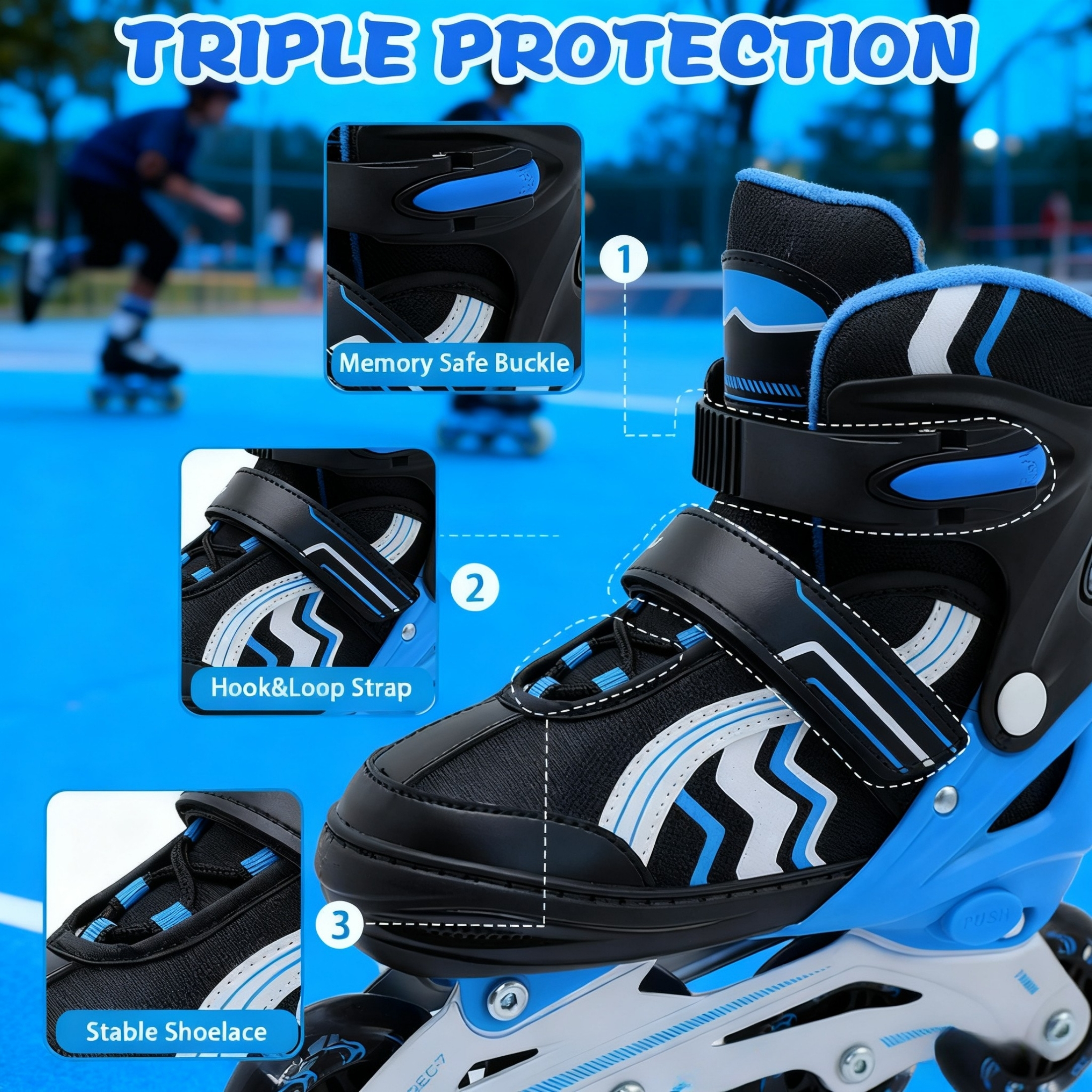 JZY Kids Inline Skates with Light-Up Wheels,4-Size Adjustable & Aluminum Frame Skate for Boys and Girls,Ideal for Beginners Ages 5-12