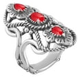 thumbnail image 5 of Sterling Silver Red Coral Elongated Ring Size 5-10, 5 of 8