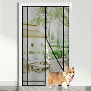 Sanmadrola Magnetic Screen Door Instant Mesh Curtain Self Sealing Magnets Curtain Works With Pets, Sliding Door, Front Doors Tailorable Curtain 39x86, Black