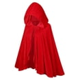 thumbnail image 4 of Women's Velvet Hooded Cape Bow Tie Closure Mid Length Party Dress Up Feastival Outfits, 4 of 8