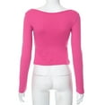 thumbnail image 4 of DailyTrove Women's Multi-Color Square Neck Cropped Fitted Top - Chic Everyday StylingHot PinkS, 4 of 4