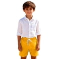 thumbnail image 5 of LIJCC Boys Summer Pocketless Shorts Solid Color Casual Loose Fit Thin Casual Shorts Quick Drying Beach Shorts(Yellow,11-12 Years), 5 of 5
