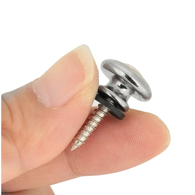 HURRISE 10Pcs Guitar Strap Lock Button Metal End Pin with Screw for Ukulele Electric Bass , Metal Guitar Strap Lock, Bass Strap Lock