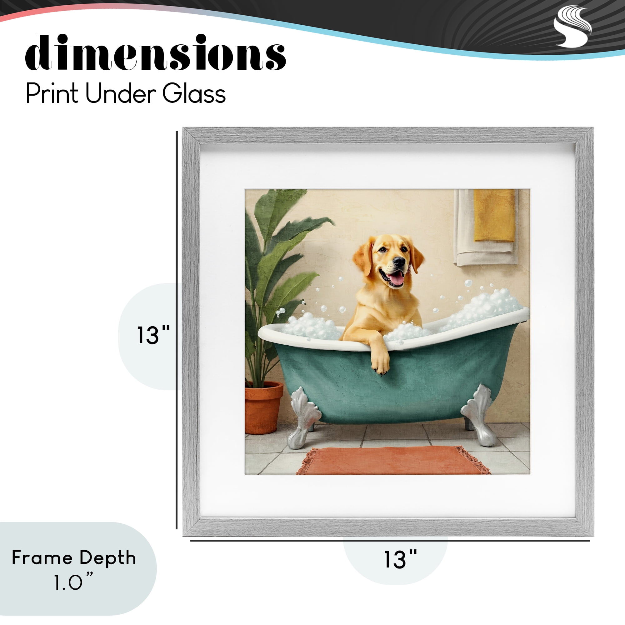 Stupell Industries Bubble Bath Labrador Dog Gray Framed Print Under Glass, design by Kim Allen