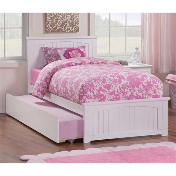 Urban Twin Platform Bed with Trundle in White