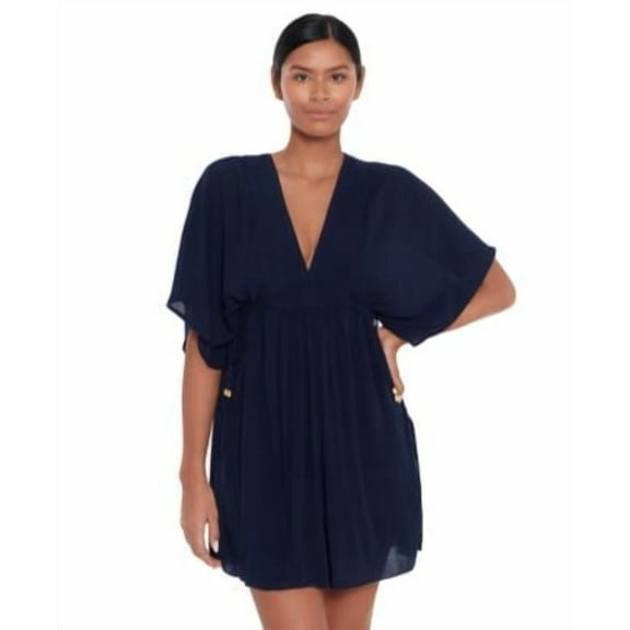 Lauren Ralph Lauren Womens Crinkle Rayon Tunic Blue L