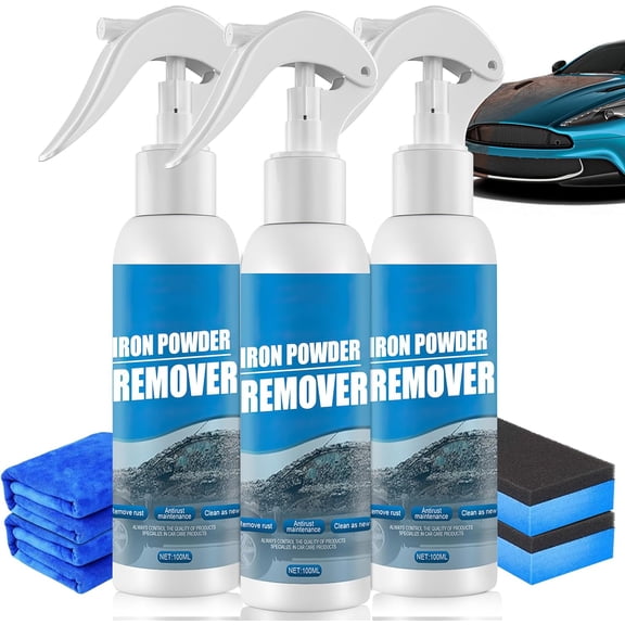 Car Rust Removal Spray with Iron Fallout Cleaner for Wheels and Paint, 100ml Bottles, 3 Pack