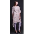 thumbnail image 3 of Bimba Kurti Asymétrique à Imprimé Floral Feuilles Violettes et Primevère pour Femmes Robe d'Été Indienne Tunique Très Grand, 3 of 6