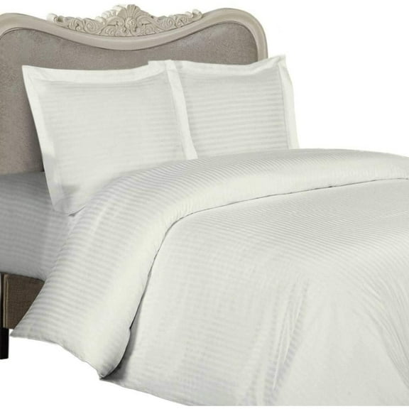 Luxurious 800-Thread-Count Egyptian Cotton 800TC Sheet Set, King, Ivory Damask Stripe 800 TC