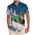 thumbnail image 2 of Blusa y camisa de manga corta con cuello vuelto para hombre, informal, a la moda, con estampado navideño, bolsillo, botones, blusa de manga corta con cuello vuelto, blusa de poliéster para hombre, 2 of 6