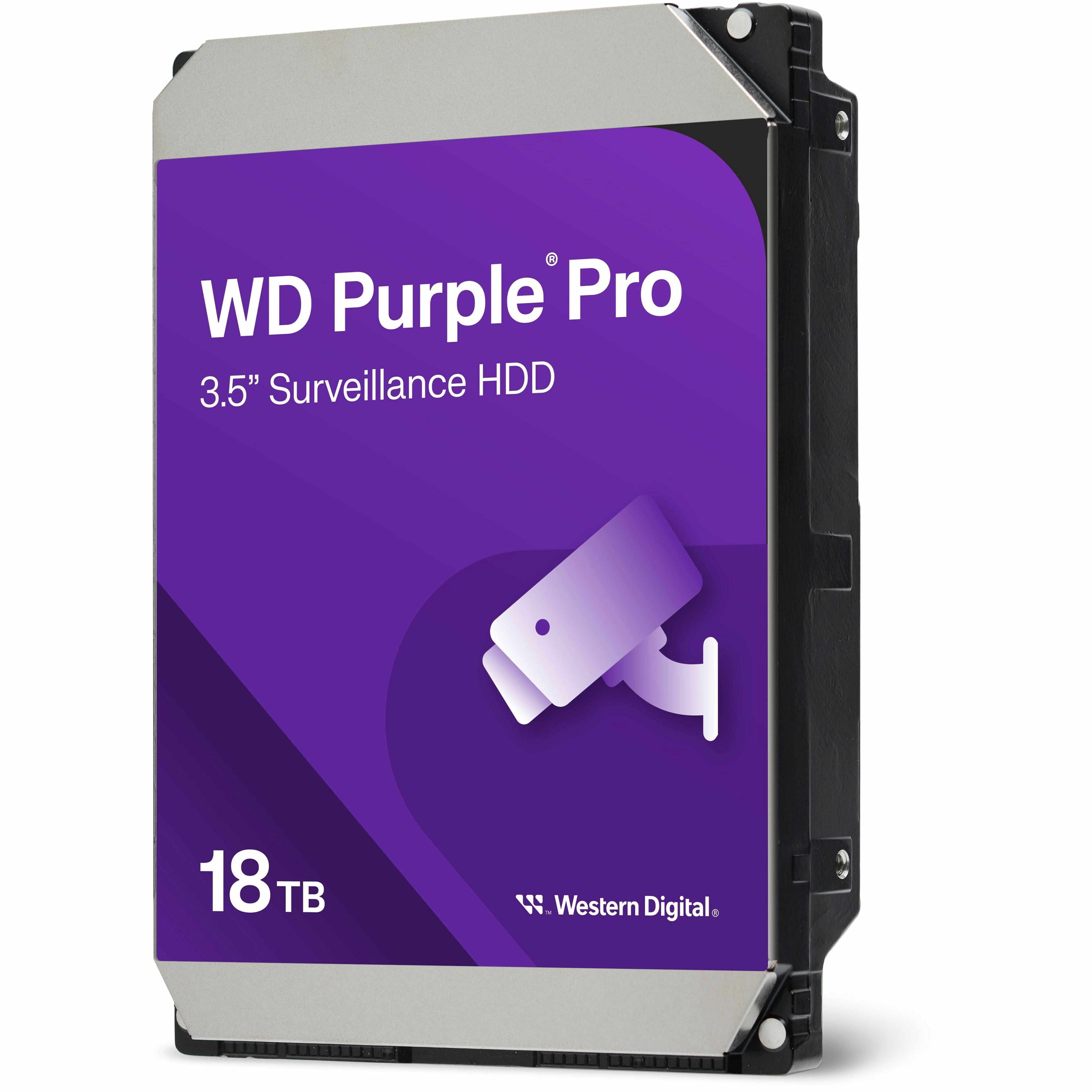 Western Digital 18TB WD Purple Pro Surveillance SATA HDD, 3.5" Internal Hard Drive HDD, 7200 RPM, 512MB Cache, CMR - WD181PURP