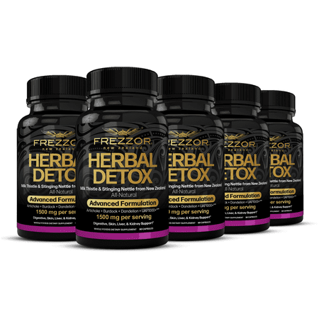 FREZZOR Milk Thistle Herbal Detox Capsule for Liver and Kidney Health, 450 Count, 5 Bottles