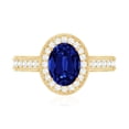thumbnail image 4 of Rosec Jewels Vintage Inspired Ring for Women - Created Blue Sapphire Ring with Diamond Halo, 18K Yellow Gold, US 6.00, 4 of 8