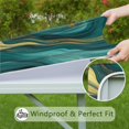 thumbnail image 6 of Teal and Gold Marble Glitter Waves Pattern Square Fitted Tablecloth with Elastic Edge,Square Table Cover,Washable Elastic Table Cover for Home Kitchen Party Decor 34"x34", 6 of 6