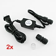 2X Power Cord Connector w/ Round Splicer End Cap for 2-Wire LED Rope Light 110v