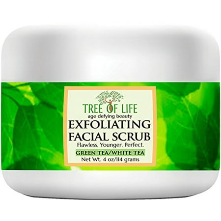 Exfoliating Facial Scrub – 70% Organic - Antioxidant Facial Cleanser with Green Tea/White Tea and with Other Natural and Organic “Super”