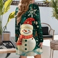 thumbnail image 4 of WTOBBY Women's Christmas Print Dress V-Neck Loose Fit Long Sleeve Casual Holiday Party Dress with Festive Seasonal Design for Women,Dark Green L, 4 of 6