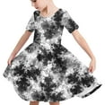 thumbnail image 6 of Spazoro Kids Girls A Line Dresses, New Style Stretchy Wrinkle Short Sleeve Tie Dye Princess Dress for Child Girls Black Size 5 T, 6 of 7