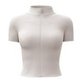 thumbnail image 4 of High Elastic Yoga Short Sleeved Jacket Stand Collar Tight Sports Coat Short Sleeved Cardigan For Women Women Workout Shirts Womens Foil Top Womens Running Clothes Short Sleeve Athletic Shirt Tee Long, 4 of 4