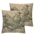 thumbnail image 2 of COMIO Throw Pillow Covers Sparrows Sitting On Blooming Tree Branch  Sketch for Adult  Decorative Square Pillowcases Cushion Cover  2pcs White, 2 of 6