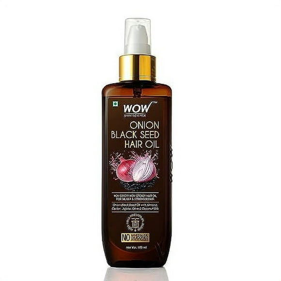 WOW Skin Science Onion Black Seed Hair Oil for Dry Damaged Hair with Almond,Castor,Olive,Coconut&Jojoba Oil (3.4 Fl Oz (Pack of 1))
