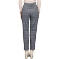 thumbnail image 4 of INSPIRE CHIC Women's Tartan Plaid Pants Elastic High Waist Straight Long Trousers L Grey Blue, 4 of 6