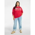 thumbnail image 2 of Terra & Sky Women's Plus Size Nice List Club Graphic Sweatshirt with Long Sleeves, Sizes 0X-4X, 2 of 5