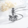 thumbnail image 4 of Midir&Etain Mjolnir Necklace 925 Sterling Silver Thors Hammer Wolf Head Viking Rune Valknut Celtic Knot Amulet Pendant Necklace Viking Jewelry Gifts for Women Men, 4 of 7