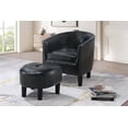 thumbnail image 5 of LiviNest Black Accent Chair with Ottoman: Modern Compact Seating Set for Small Spaces - Contemporary Faux Leather Upholstered Barrel Back Chair & Matching Footrest for Studio Salon Waiting Area, 5 of 6