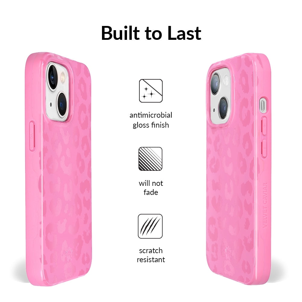 Velvet Caviar iPhone 13 Mini Case MagSafe Compatible - Cute Protective Phone Cases for Women - Hot Pink Leopard
