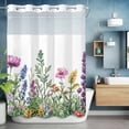 thumbnail image 6 of Spring Wildflower No Hooks Shower Curtain with Snap-in Liner Farmhouse Colored Flowers Shower Curtains for Bathroom, Waterproof, Easy Install, Washable 48"x72", 6 of 9