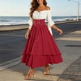 thumbnail image 5 of KICILVS Pirate Costume Women Medieval Peasant Dress Off Shoulder Button Front Layered Ruffle Skirt Cosplay Outfit, 5 of 9