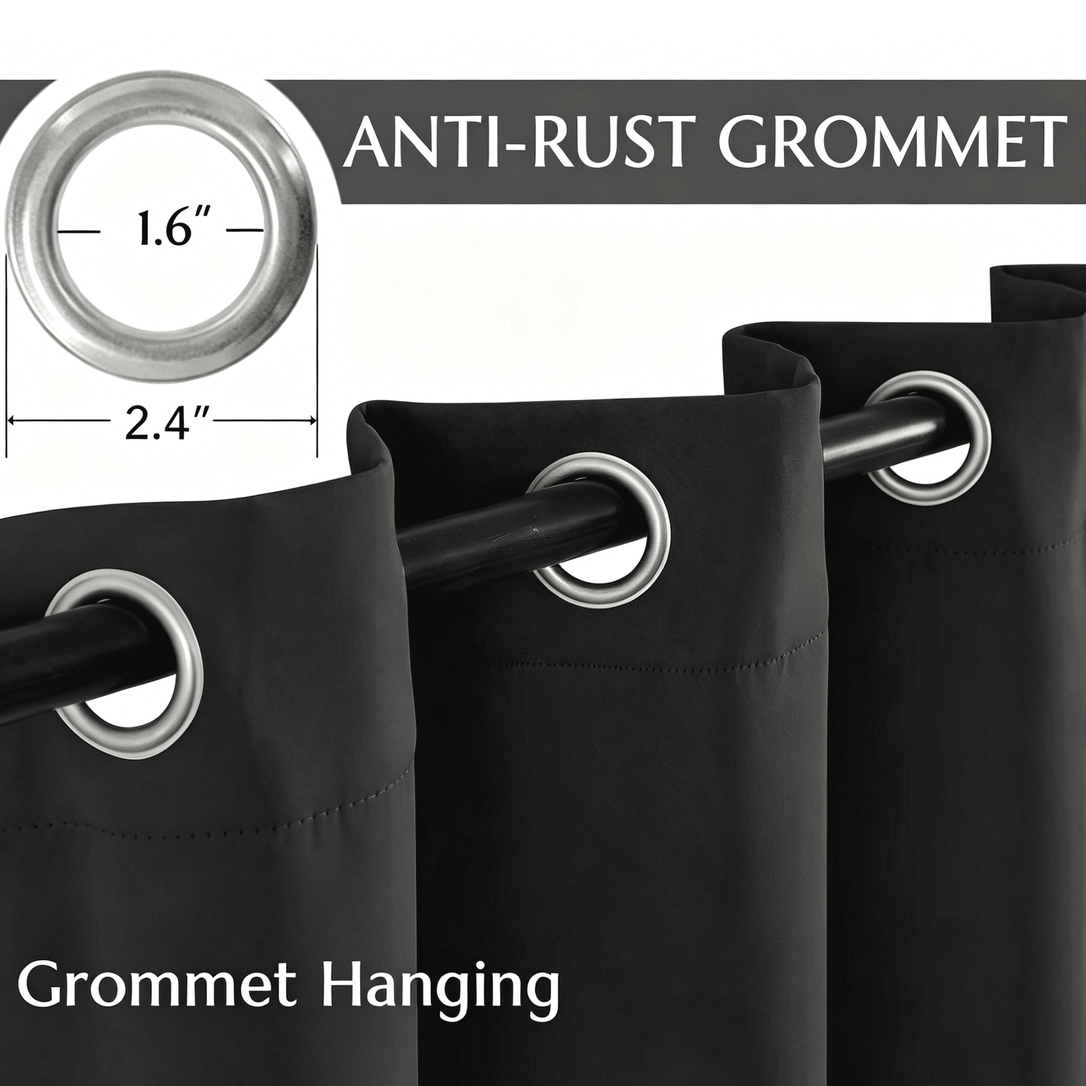TOPICK Black Blackout Curtains Solid Grommet Drapes for Bedroom Living Room Dining Room 2 Panels W40" x L96" inch