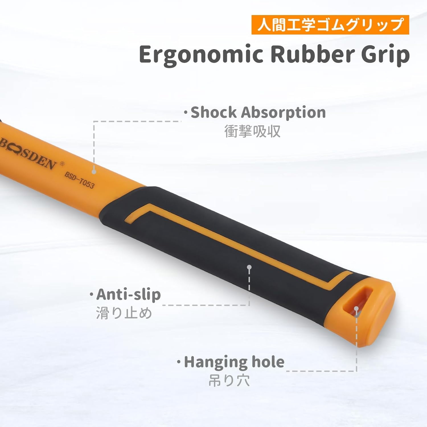 RGHJAR-Rubber Mallet, 20 oz Rubber Mallet Hammer, Rubber Hammer with Hook, Mallet Hammer with Solid Head & Ergonomic Grip Handle, Soft Face Hammer, No Damage for Flooring, Woodworking and Camping