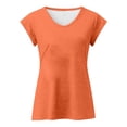 thumbnail image 4 of Rggeeun Women T-Shirts Sleeveless Solid Color V-Neck Loose Shirt Soft Everyday Basic Tank Top Comfortable Casual Top For Ladies，L，Orange, 4 of 4