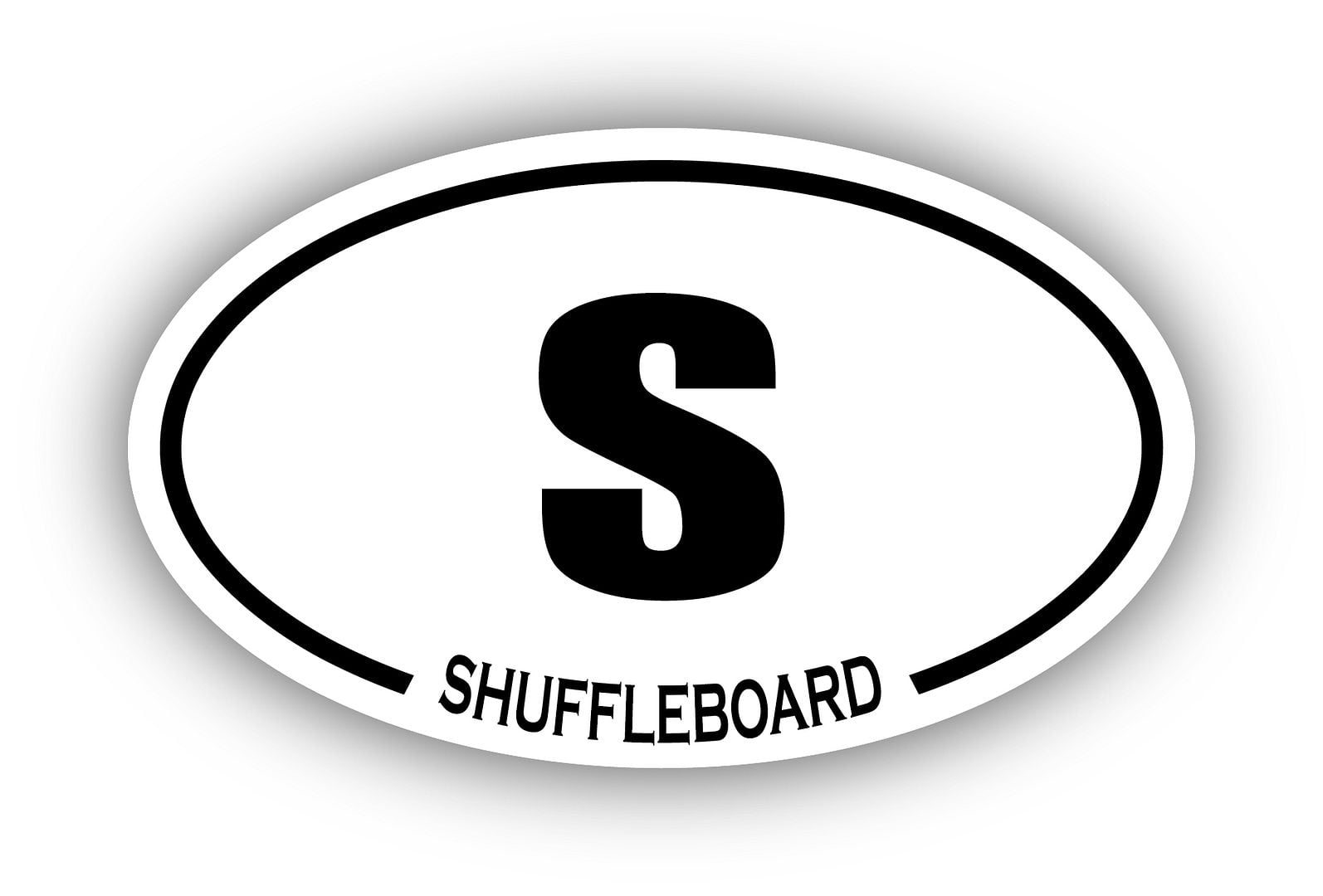Shuffleboard S Oval Bumper Sticker 3M Vinyl Decal 3 in x 5 in