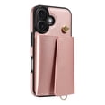 thumbnail image 7 of ELEHOLD Wallet Case for iPhone 16 Plus, PU Leather Flip Case with Crossbody & Wrist Strap,Full Protection Case with Card Slots & Kickstand,Rosegold, 7 of 7
