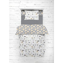 Bacati Woodlands 4-Piece Neutral Cotton Toddler Bedding Set Beige/Grey