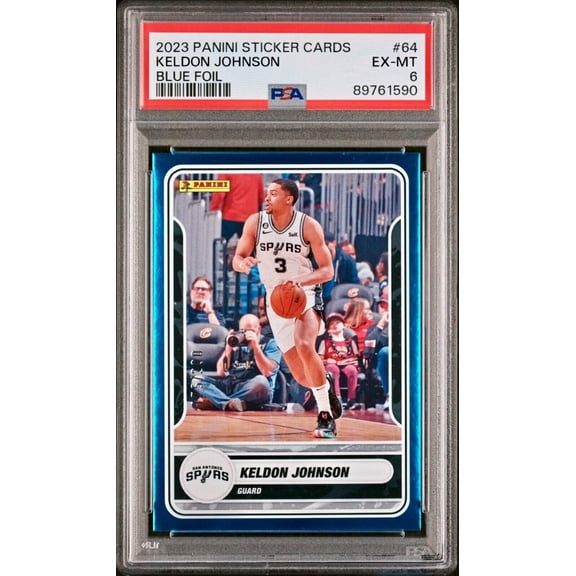 Keldon Johnson 2023-24 Panini NBA #64 Blue Foil Card Spurs #175/200 PSA 6 EX-MT