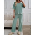 thumbnail image 2 of SWSMCLT Women's Baggy 2 Piece Outfit Autumn Crew Neck Date Breathable Comfy Matching Set Billowy Matching Outfit Light Green Large, 2 of 4