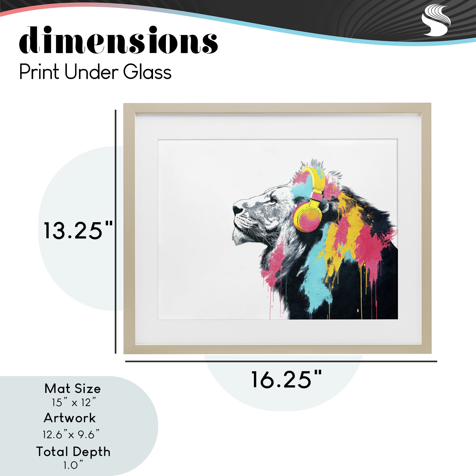 Stupell Industries Lion On Air Headphones Birch Framed Print Under Glass, design by Svetlana Aleynikova