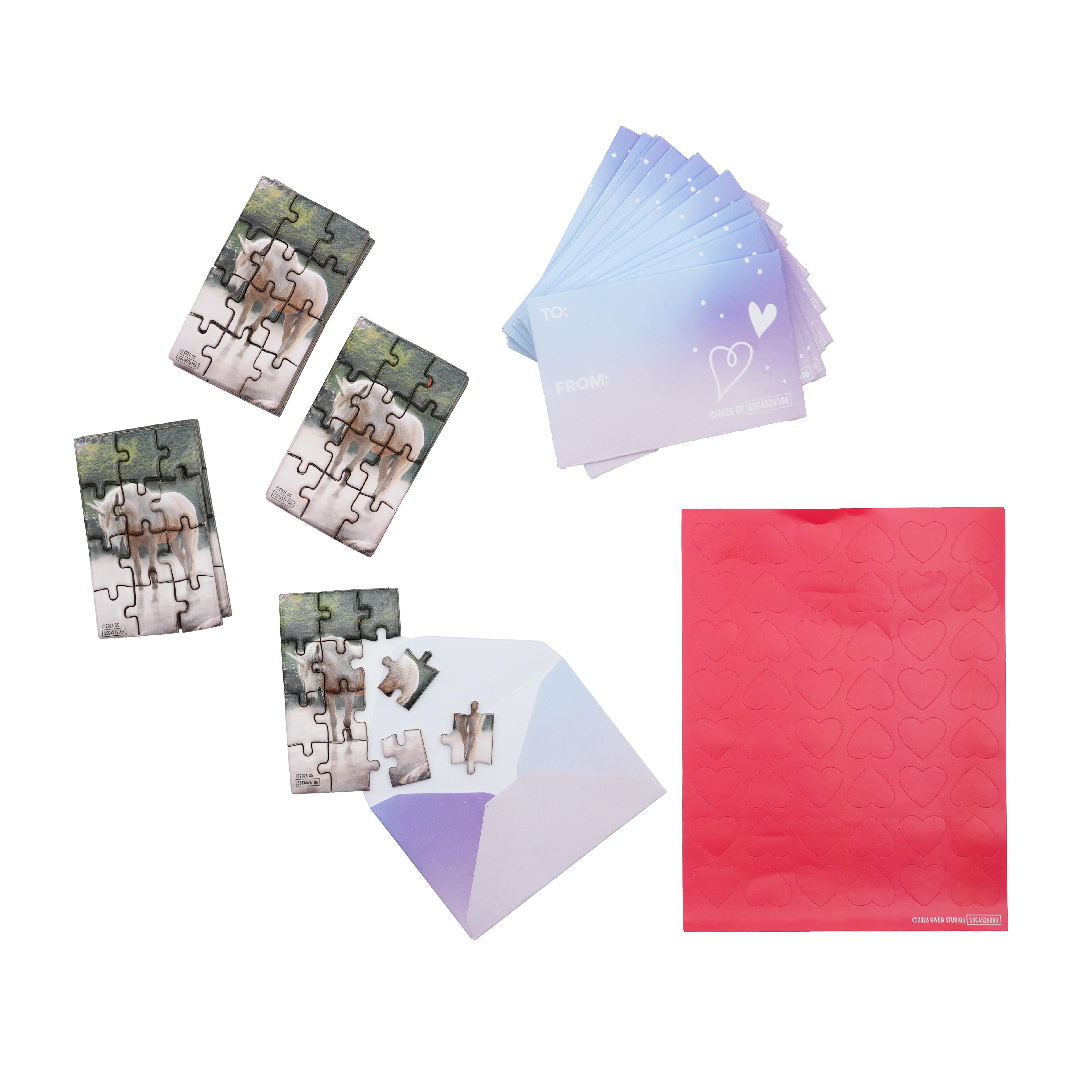 Magical Unicorn Valentine Puzzle Cards for Kids, 16-Count, by Lolli & Pip