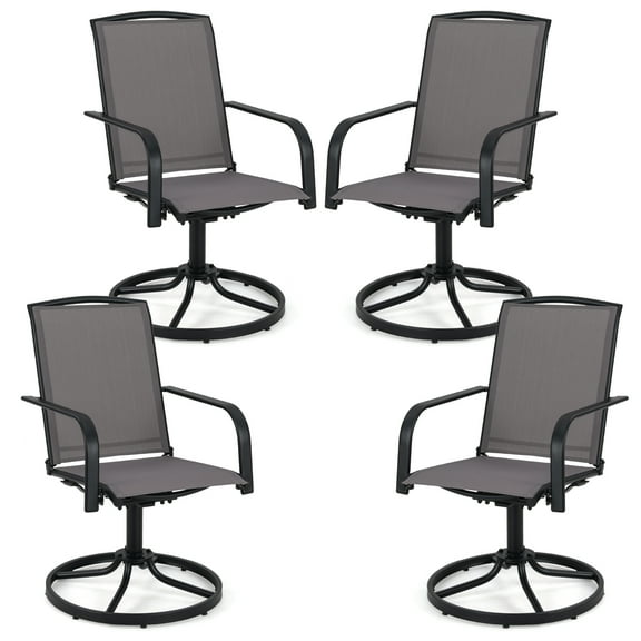 Gymax Patio Swivel Chairs Set of 4 w/ High Back & Round Metal Base for Backyard