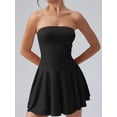 thumbnail image 2 of Vestido OQQ Summer Cocktail con cintura fruncida y volantes, corsé negro, 2 of 6