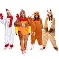 thumbnail image 2 of Pijama de pavo de dibujos animados para adultos, reno, muñeco de nieve, Navidad, Cosplay, franela, ropa de dormir, mono, disfraz, fiesta de carnaval de Halloween, 2 of 5