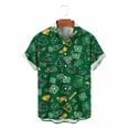 thumbnail image 5 of SGFCWSX St. Patrick's Day Men's Short Sleeve Button Down Shirt Shamrock Print Casual Party Shirt Watermelon Red Size S, 5 of 6