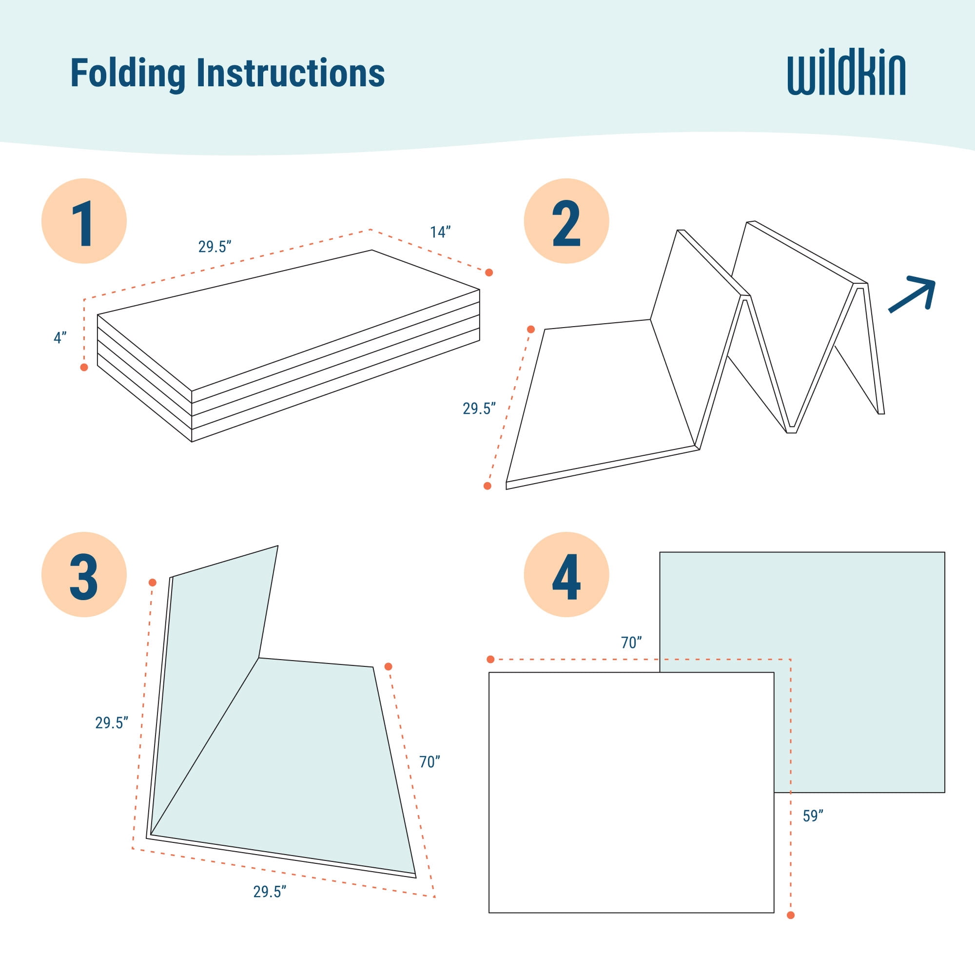 Wildkin Baby Play Mat - Large Folding Foam Play Mat for Infants, Babies, Toddlers, Waterproof, Double-sided (70" x 59") - Dinosaur Land