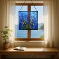 thumbnail image 6 of Lavender Flower Stained Glass Panel Suncatcher Square Window Hanging, 8 Inch Real Glass Decorative Art Sun Catcher for Home, Gift, and Garden Decor 78OR13, 6 of 6