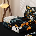 thumbnail image 5 of Manfei Cartoon Skull Zipper Twin Comforter Sets with Fitted Sheet and 2 Pillowcases,Fall Turkey Print Halloween Zipper Bedding Set,Black Reversible,4-Piece, 5 of 7